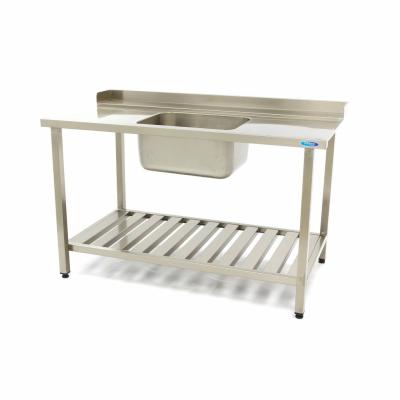 Maxima Stůl na mytí nádobí - 120 x 75 cm - pravý - s dřezem a zadní deskou - včetně odkládací police |  09201031